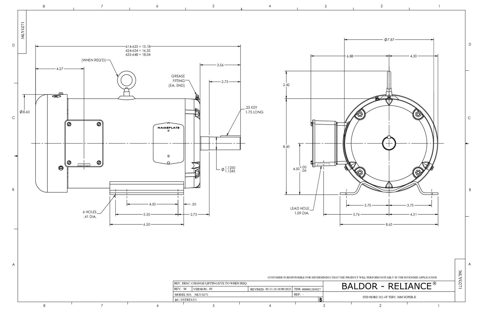 EM3615T BALDOR 5 HP 1755 RPM FR# 184T 230/460 VAC